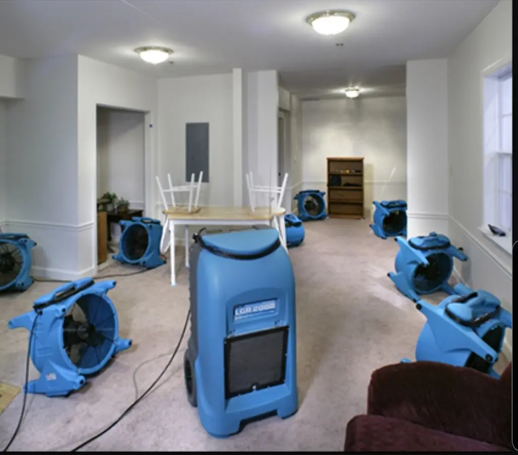Air movers and dehumidifier setup for Water Extraction & Removal in Bayou Cane